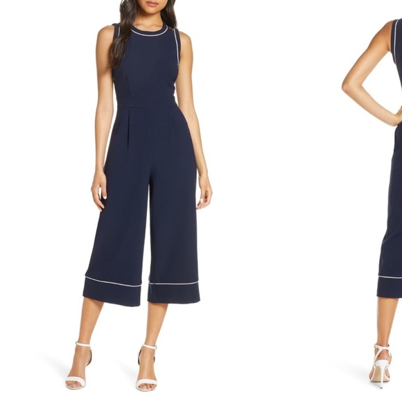 Eliza J Pants - NWOT Eliza J Piped Crepe Crop Jumpsuit